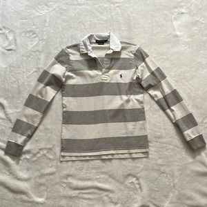 Polo Ralph Lauren gray/white stripe rugby shirt size S